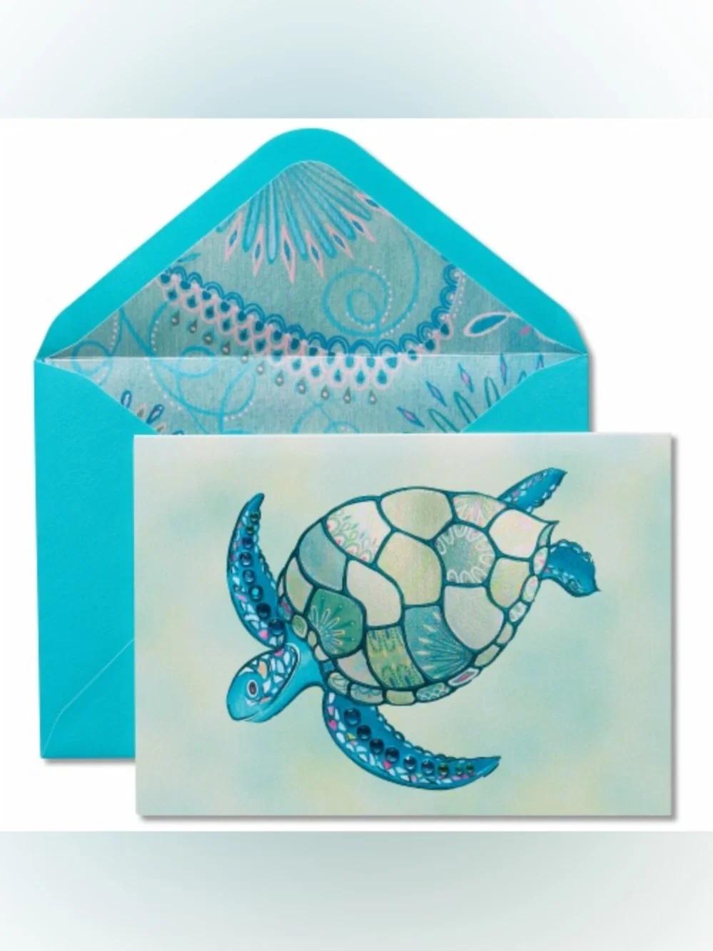 🆕Papyrus Gemmed Mosaic Sea Turtle Greeting Card